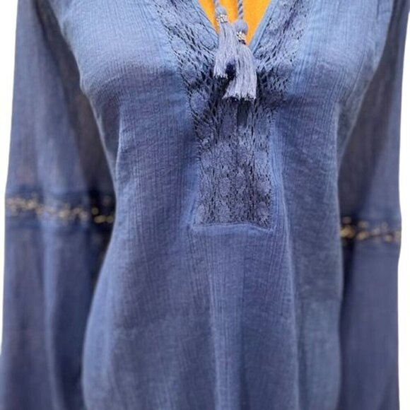 Lane Bryant V-Neck Embroidered and Tasseled Crepe Tunic Blouse – NWT SZ 14/16 - Picture 3 of 9